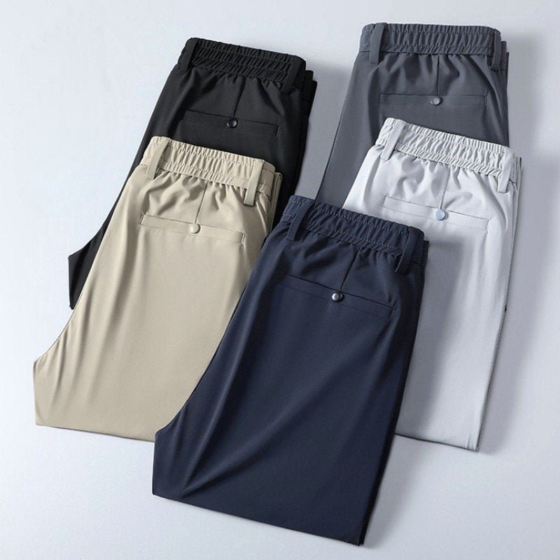 Men's Ice Silk Stretch Breathable Solid Color Trousers