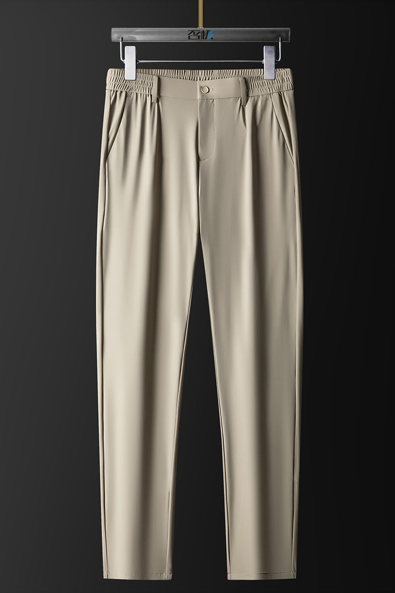 Men's Ice Silk Stretch Breathable Solid Color Trousers