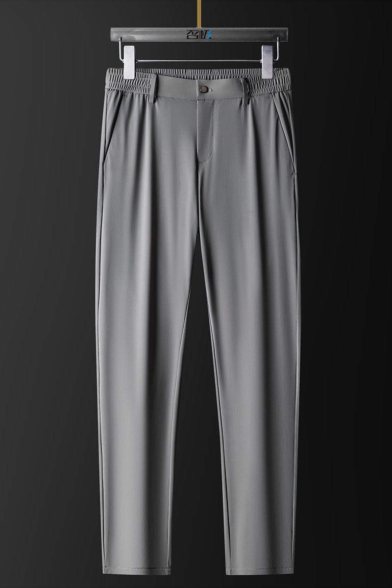 Men's Ice Silk Stretch Breathable Solid Color Trousers