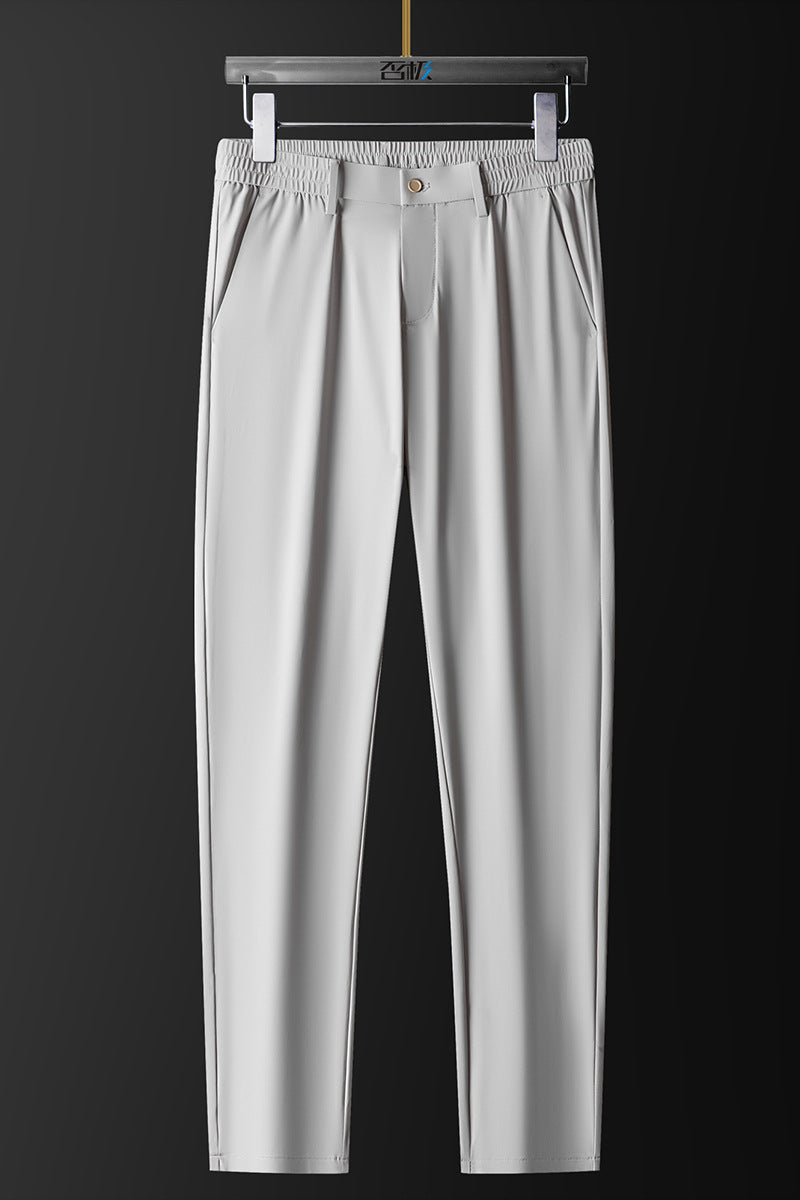 Men's Ice Silk Stretch Breathable Solid Color Trousers