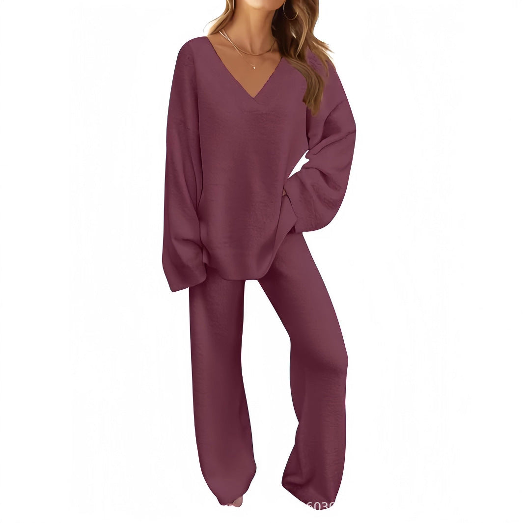 Loose Leisure Pullover Long Sleeve Two-piece Sweater