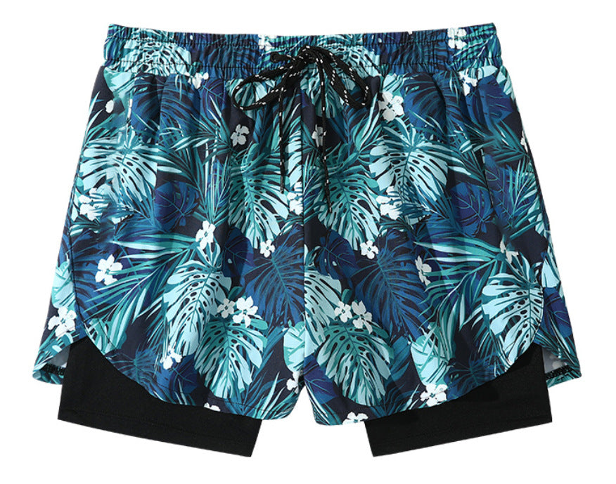 Men's Double-layer Three-point Swimming Trunks
