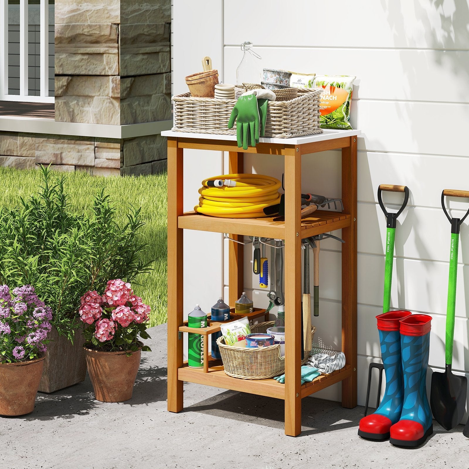 Patio Acacia Wood Storage Cabinet Patio Buffet Cabinet Bar Table