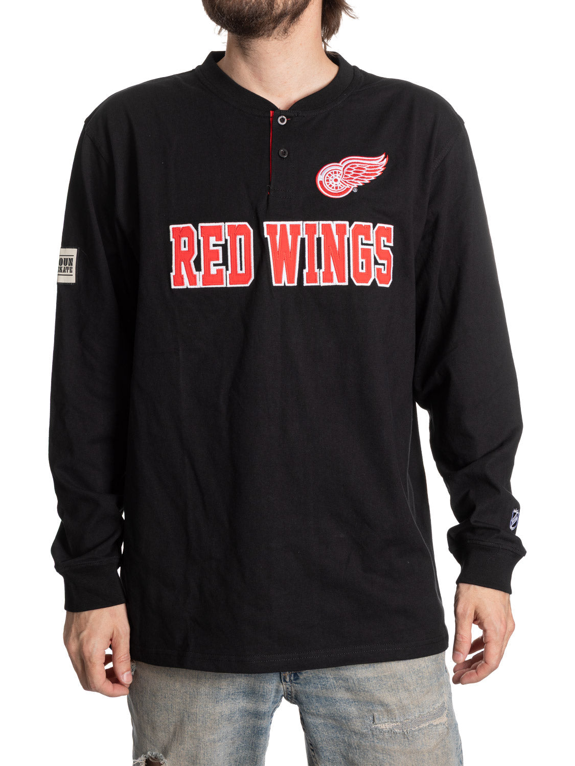 NHL Detroit Red Wings Long Sleeve Henley