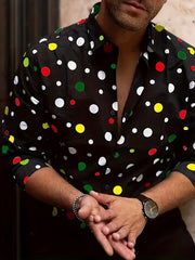 A Casual And Versatile Long-sleeved Shirt With Polka Dot Prints For Teenagers And Men