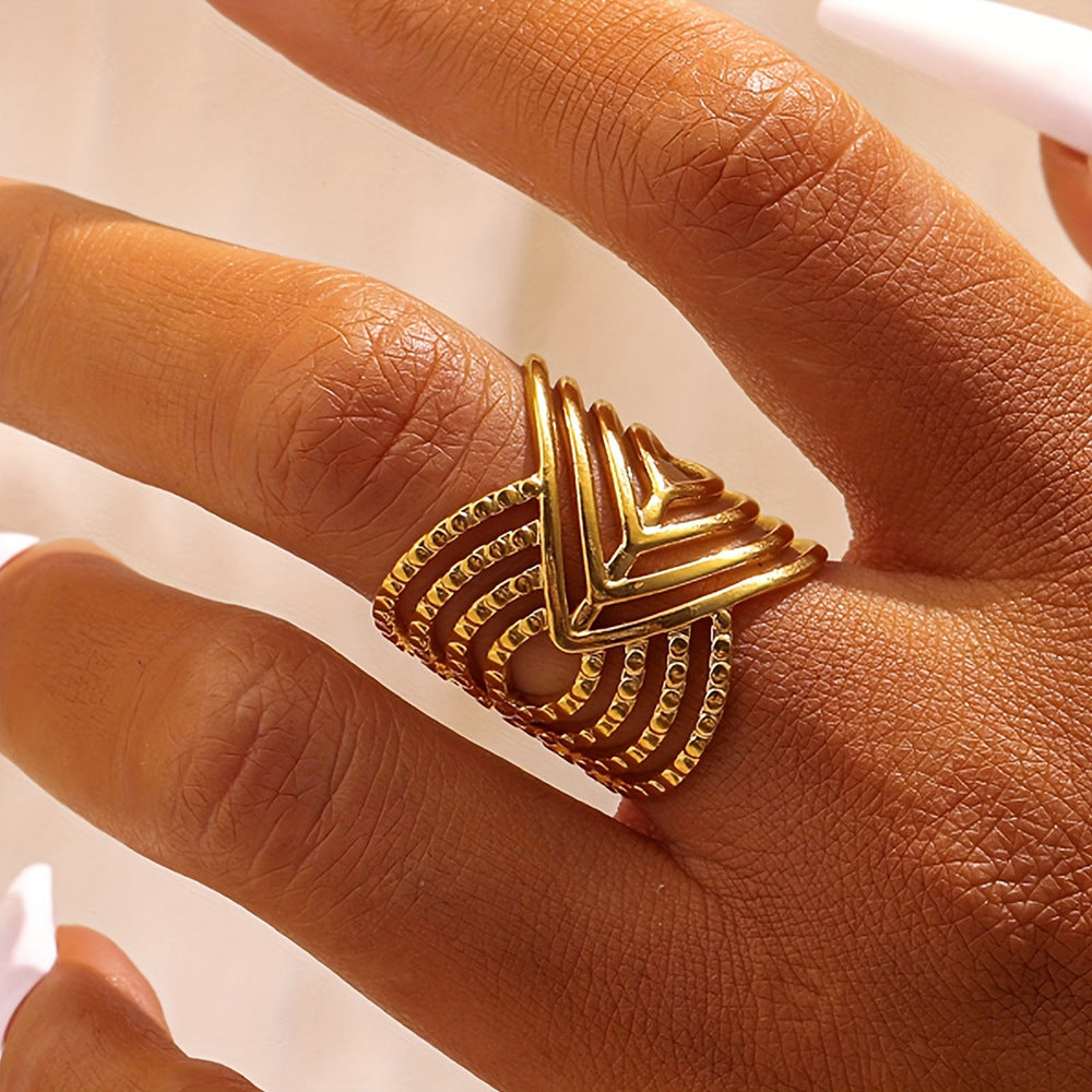 Fashion European And American Style Geometric Ring Female Stainless Steel Ins Cold Wind