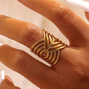Fashion European And American Style Geometric Ring Female Stainless Steel Ins Cold Wind