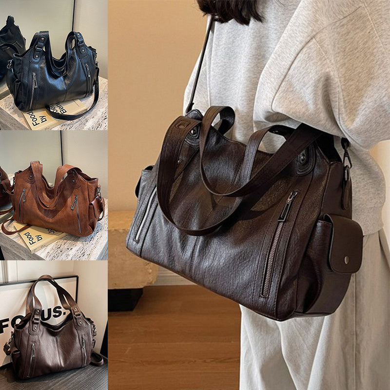 Retro Large Capacity Shoulder Bags Autumn And Winter Zipper Crossbody Bag For Women Handbags