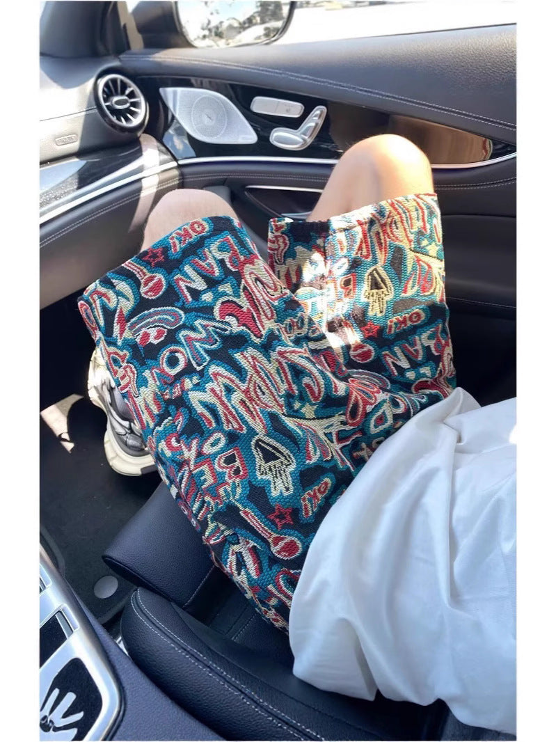 Summer New Fashion Printed Letter Graffiti Shorts Men