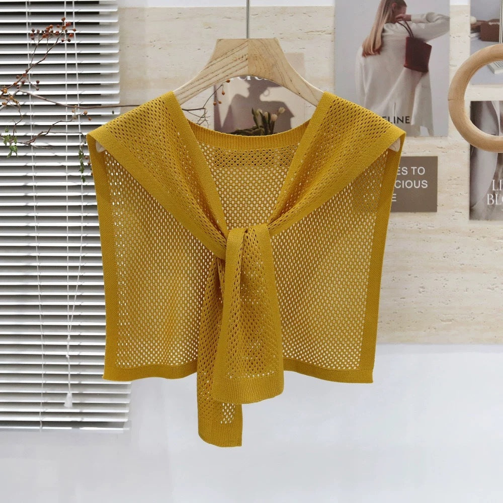 Knitted Shawl Matching Shirt Skirt Outer T-shirt Small Waistcoat