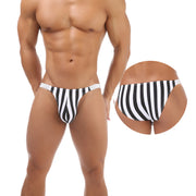 Men's Fashion Sexy Shiny Belt Zebra Striped U Pouch Briefs