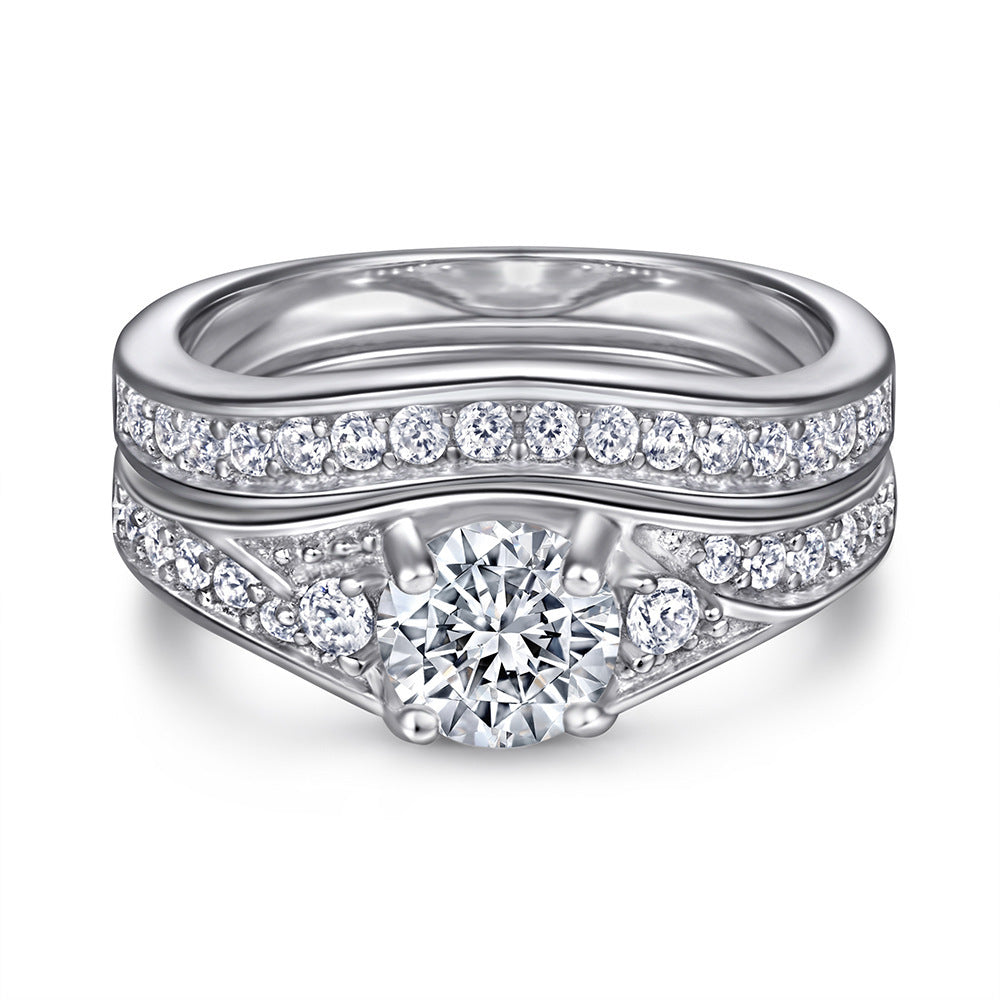 European And American Zircon Silver Ring Fashion Jewelry Women