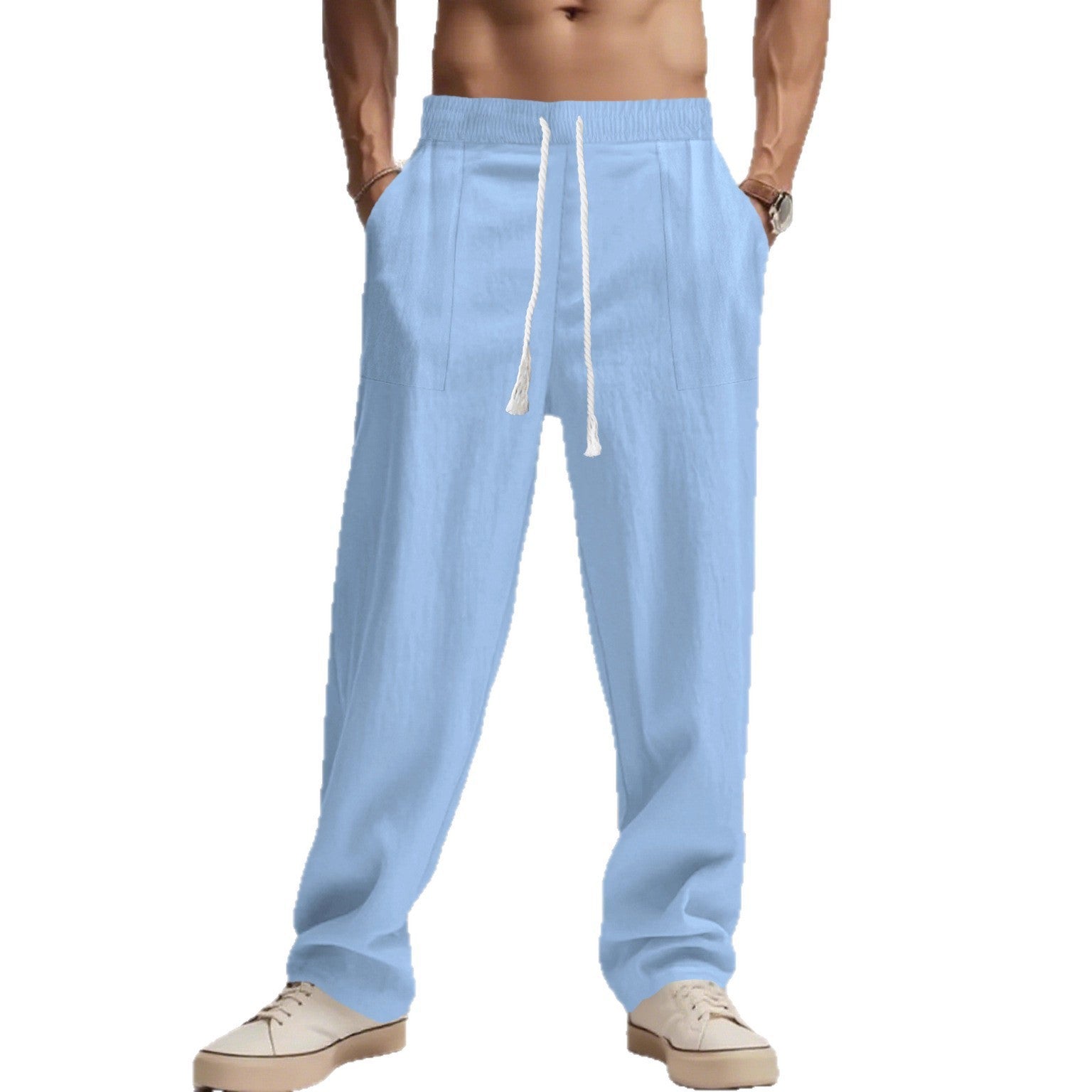 New Men's Loose Linen Leisure Wide Leg Trendy Beach