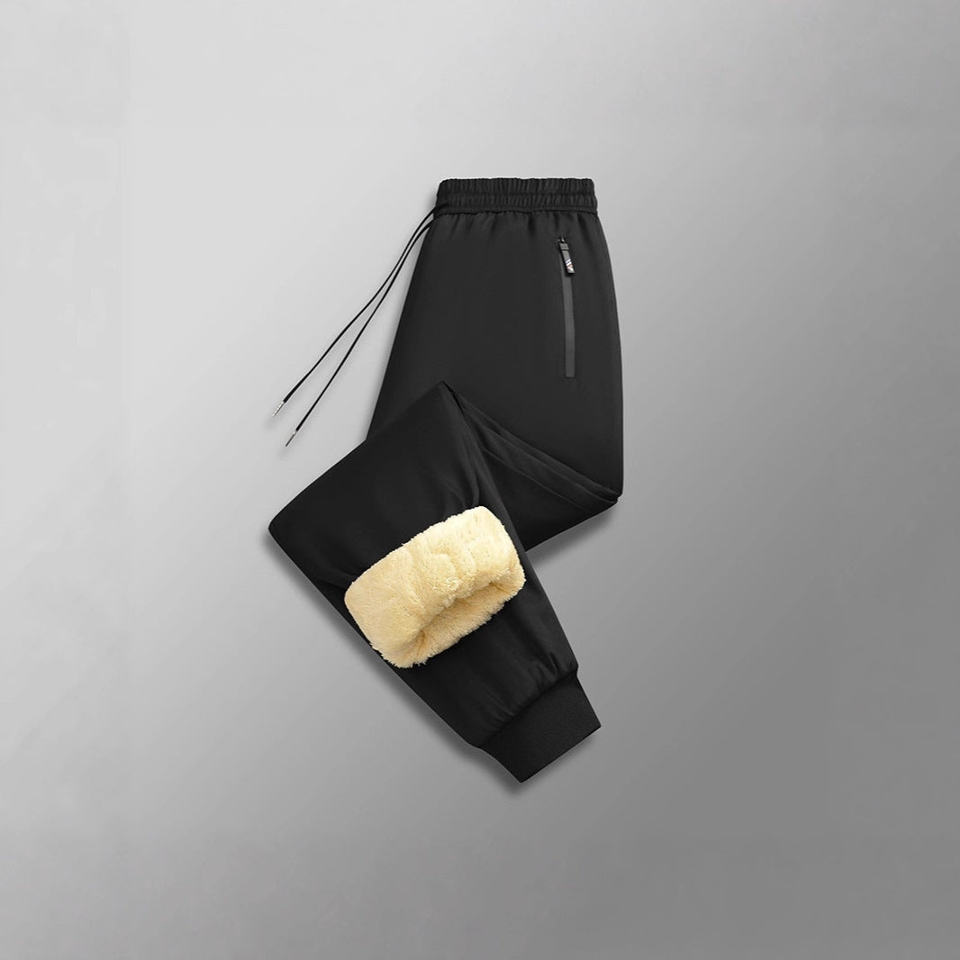 Plus-sized Plus Size Cashmere Fleece-lined Thickened Winter Wear Warm And Loose Straight Casual Pants