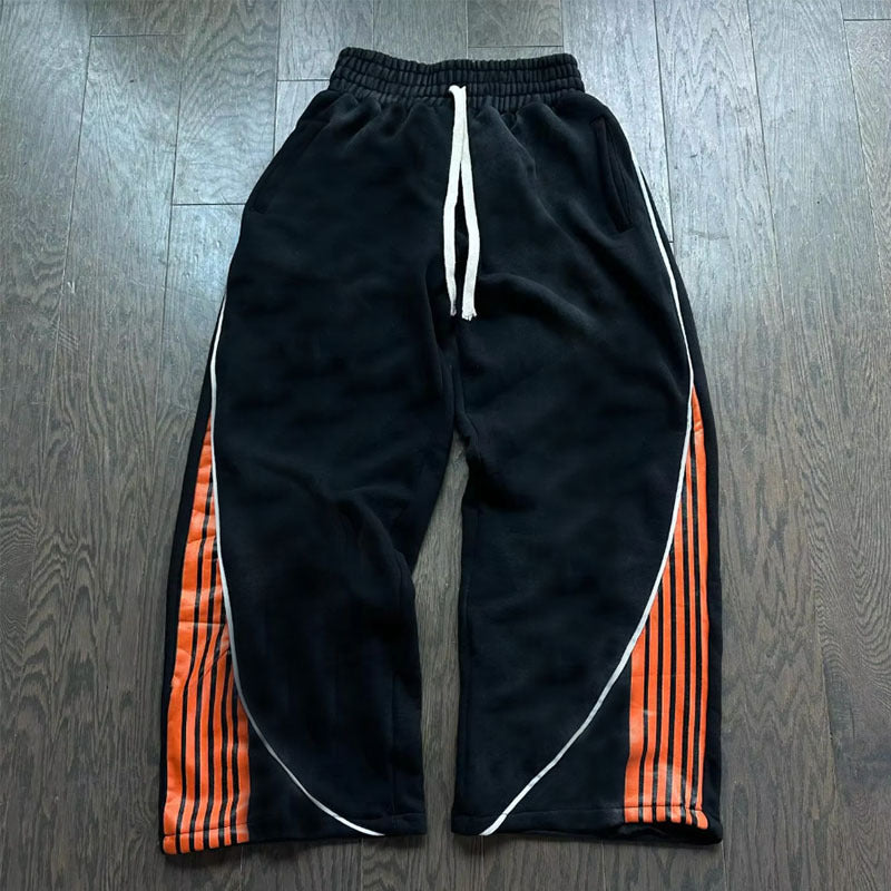 All-matching Drawstring Wide Leg Straight Sweatpants Khaki