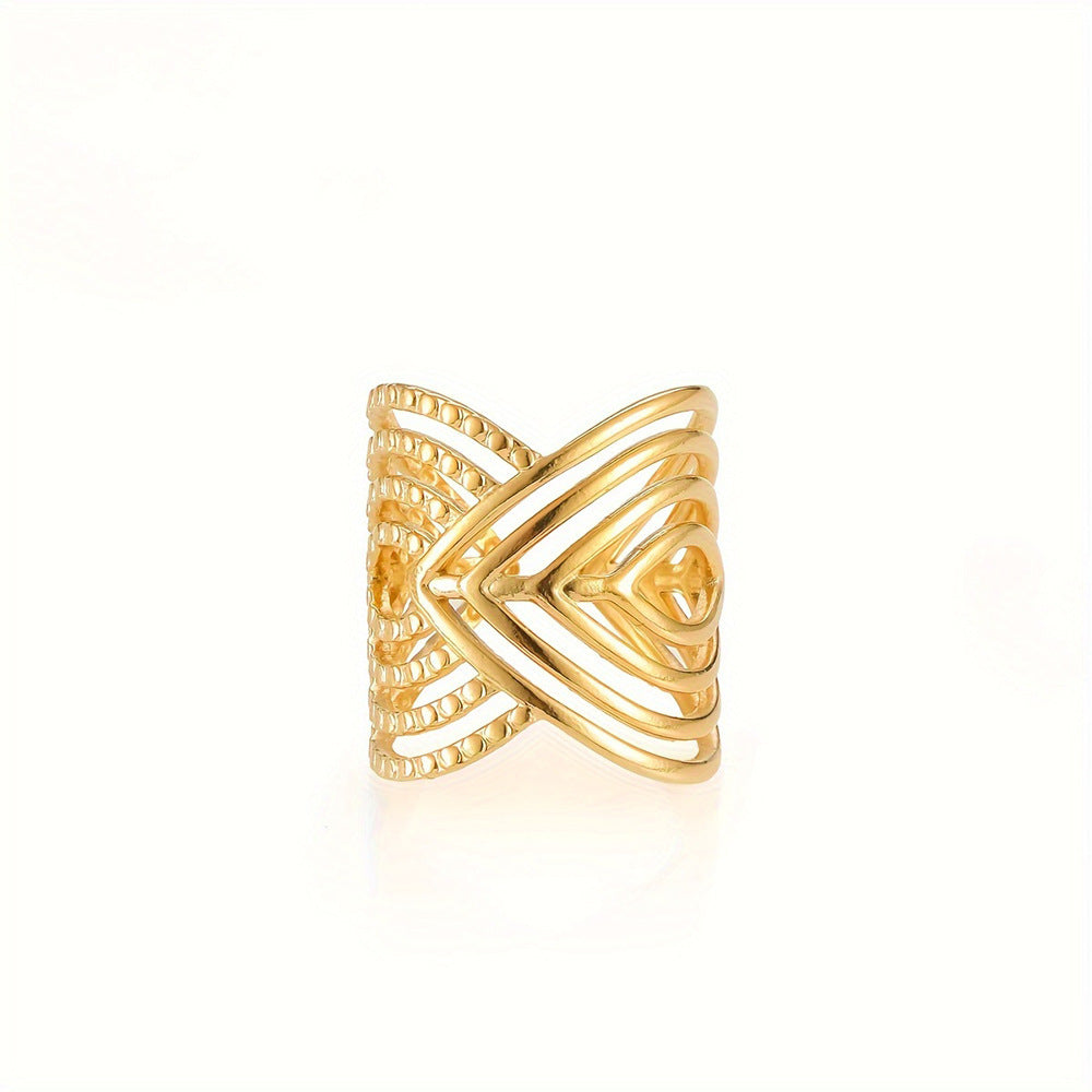 Fashion European And American Style Geometric Ring Female Stainless Steel Ins Cold Wind