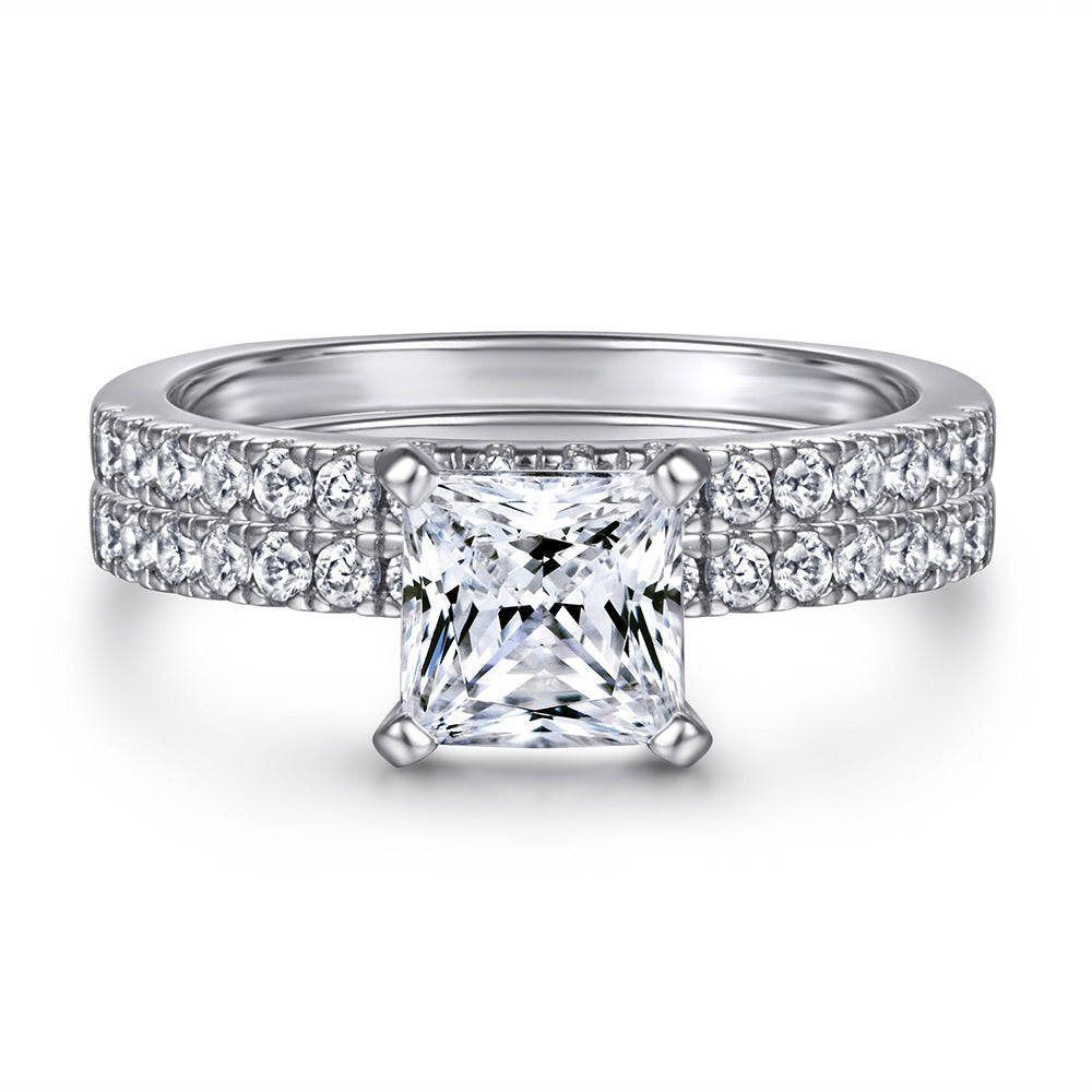 European And American Zircon Silver Ring Fashion Jewelry Women
