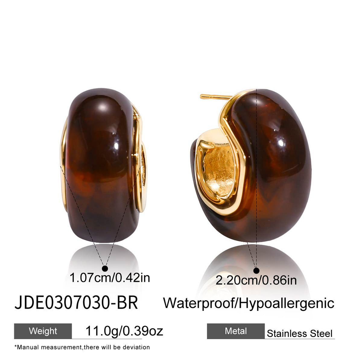 Maillard Resin Earrings Special Interest Light Luxury Stainless Steel