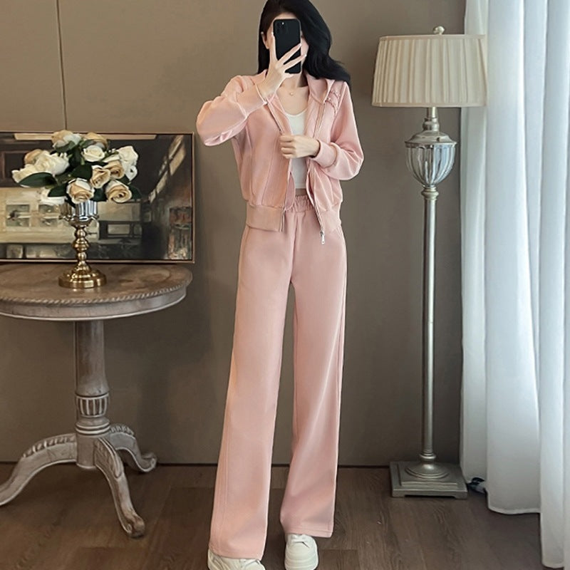 Western Style Youthful-looking Fried Street Sweatshirt And Sweatpants Two-piece Set