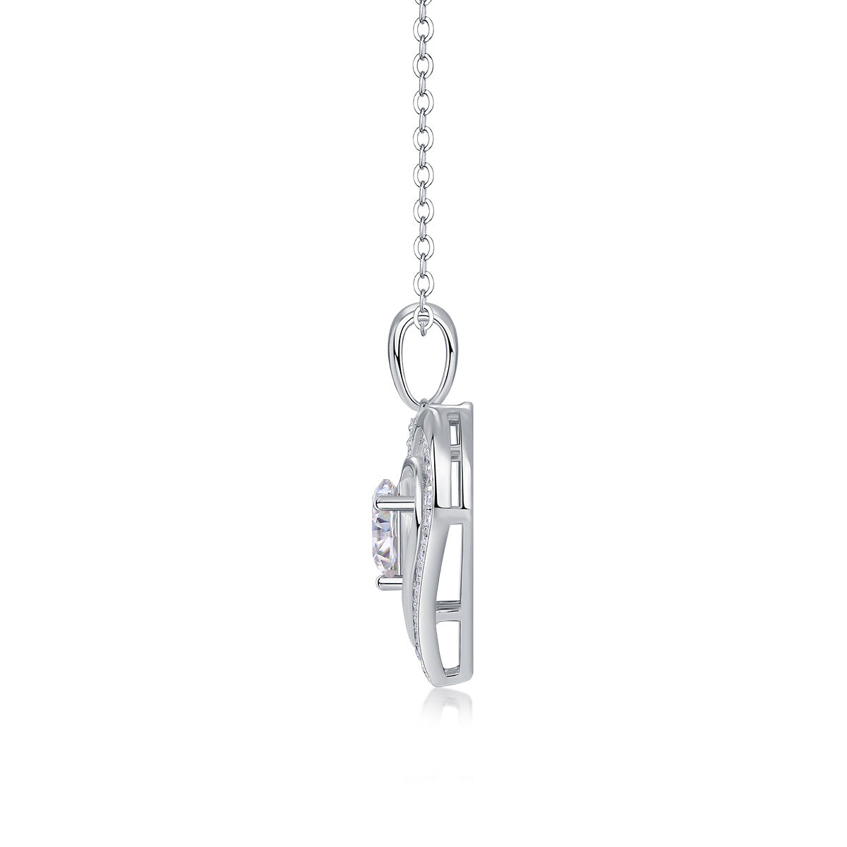 Heart-to-heart Connection - A Fashionable And Luxurious Diamond Jewelry Pendant Set With 1-carat Moissan Diamond S925 Sterling Silver And Platinum Plating