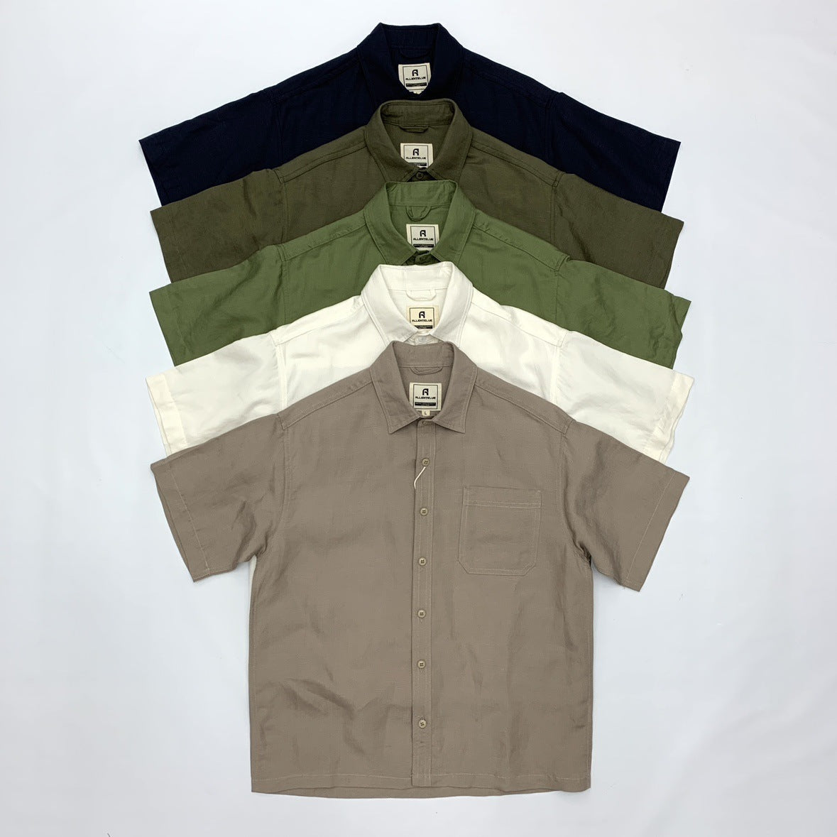 Flat Hem Cotton And Linen Short-sleeved Shirt Men's Japanese-style Retro Linen