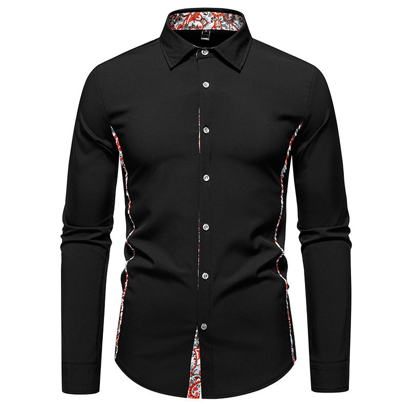 Casual Polo Collar Paisley Pattern Color Matching Casual Shirt