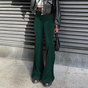 Solid Color Velvet Elastic High Waist Slim Casual Flared Pants Women's Fashion Trousers