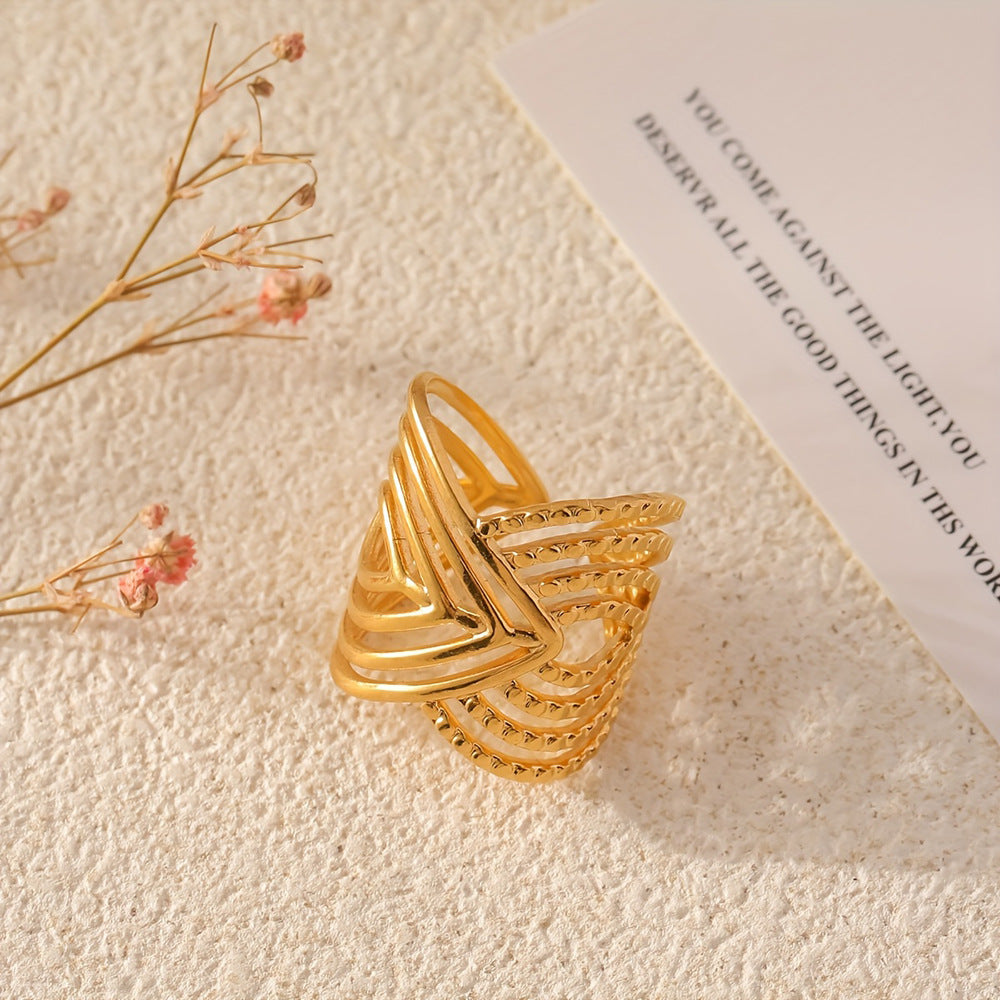 Fashion European And American Style Geometric Ring Female Stainless Steel Ins Cold Wind