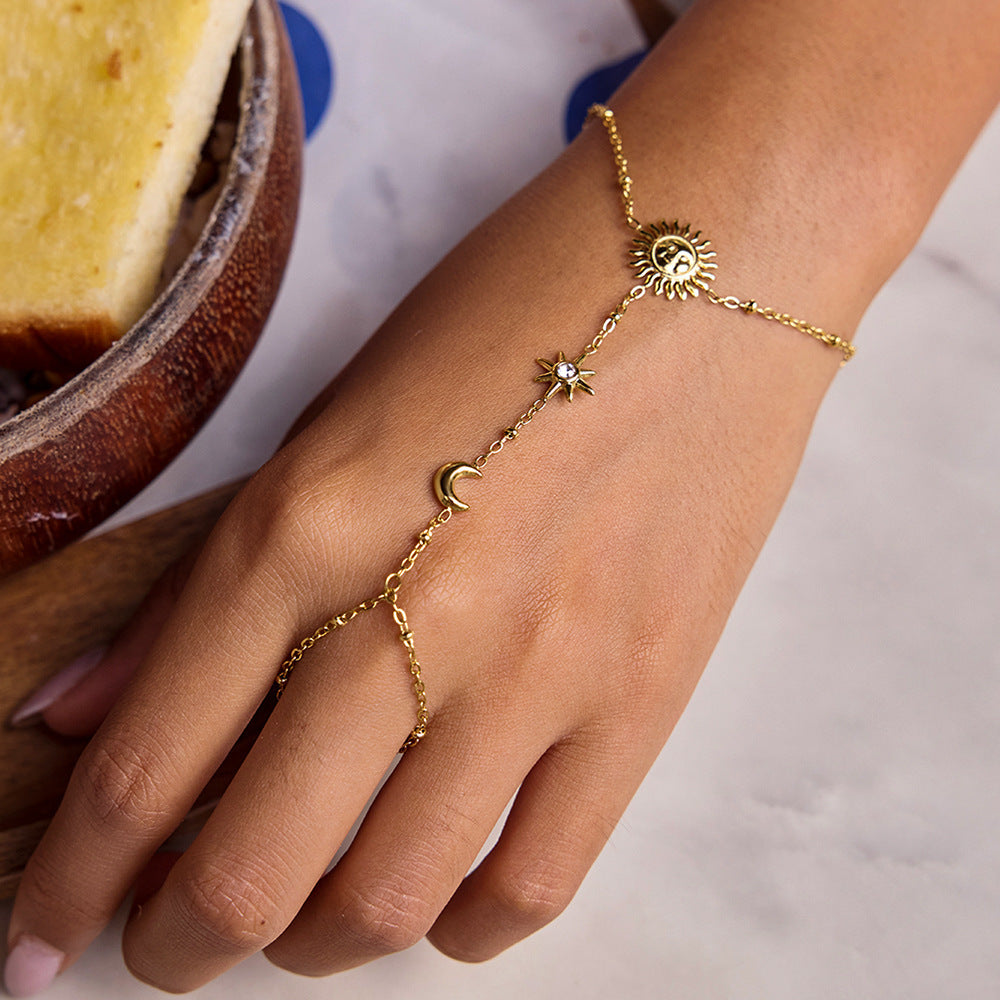 European And American Stainless Steel Sun Mitten-type Bracelet Light Luxury High-grade Jewelry