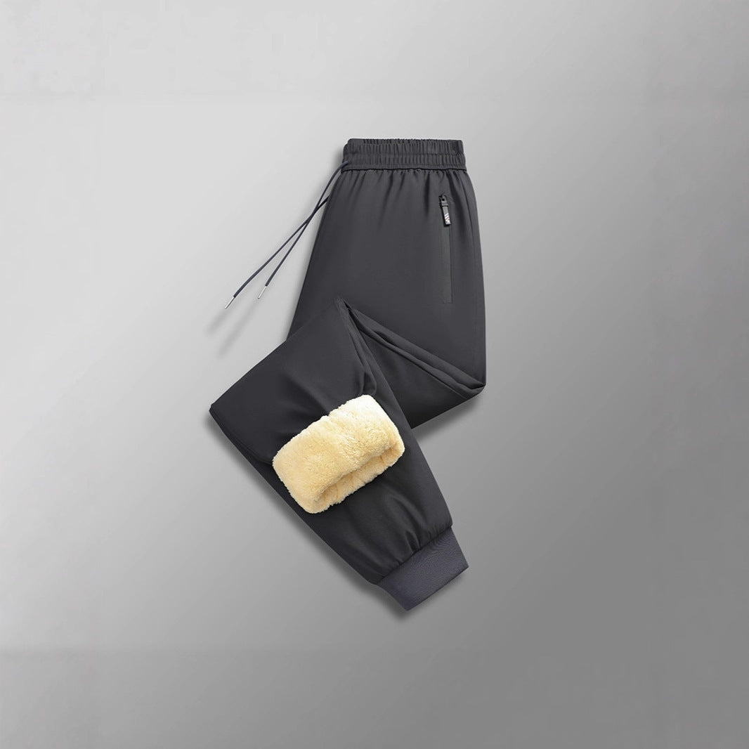 Plus-sized Plus Size Cashmere Fleece-lined Thickened Winter Wear Warm And Loose Straight Casual Pants