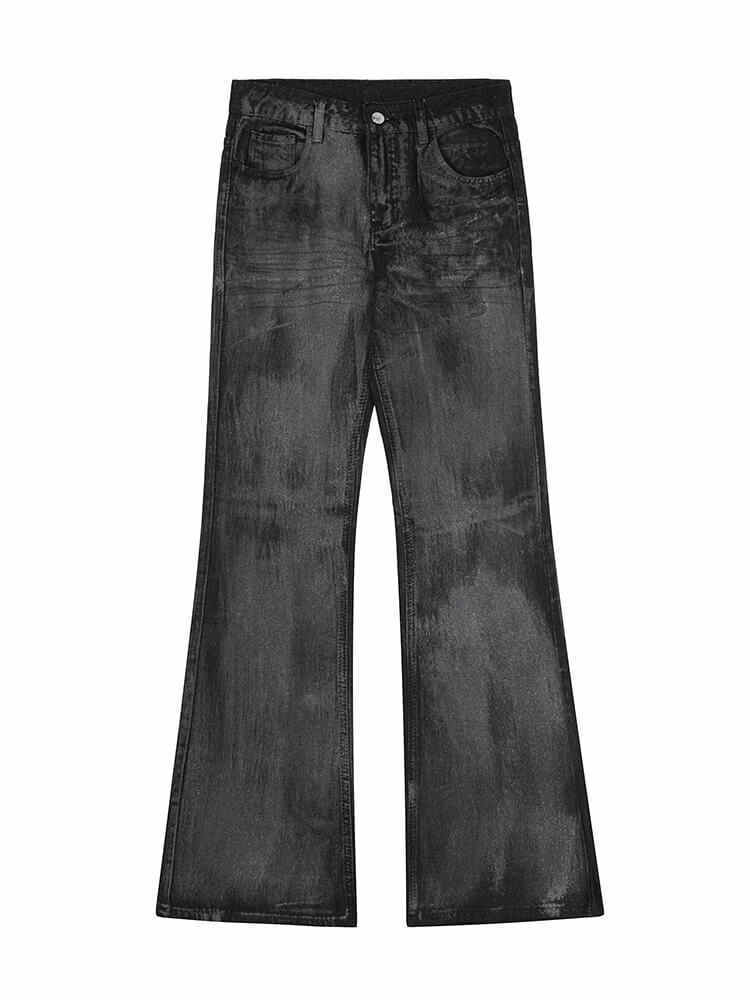 Washed Black Jeans Men's Straight Bootcut Trousers