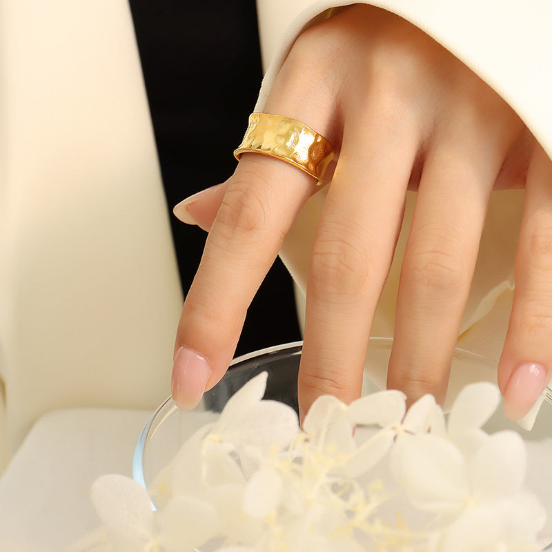 Uneven Handmade Ring Opening Design Titanium Steel