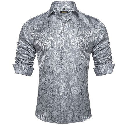 Polo Collar Men's Leisure Sports Long Sleeve Button Top Shirt
