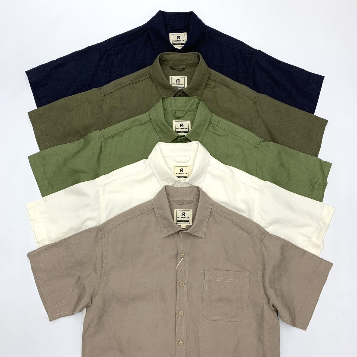 Flat Hem Cotton And Linen Short-sleeved Shirt Men's Japanese-style Retro Linen