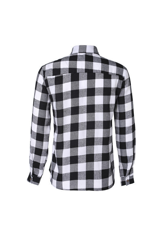 A Long-sleeved Pocket Checked Shirt With A Lapel For Young Men In Autumn And