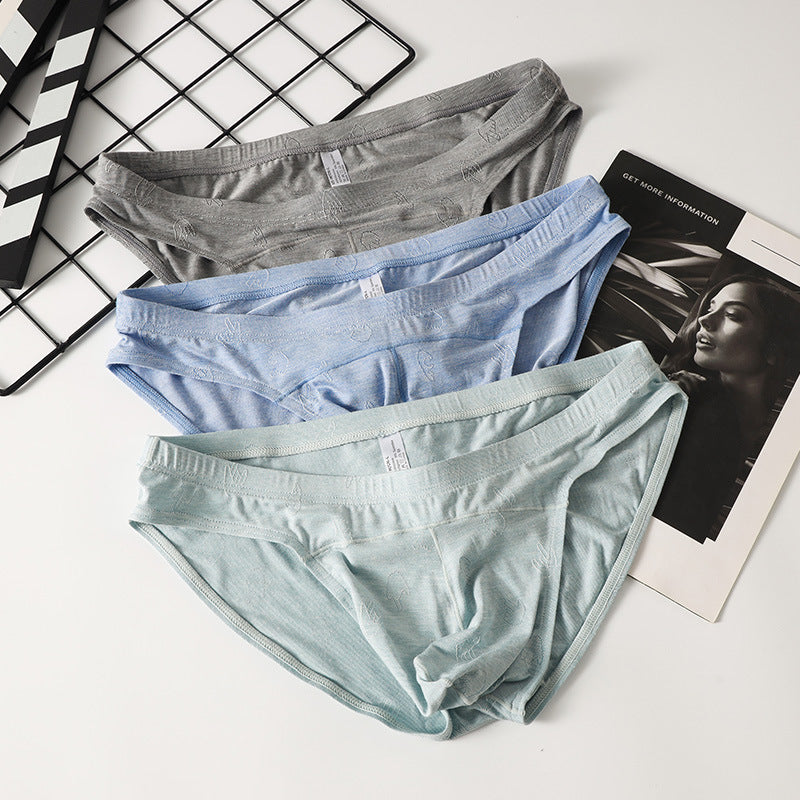 Low Waist Big Bag Men's Jacquard Ice Silk Underwear