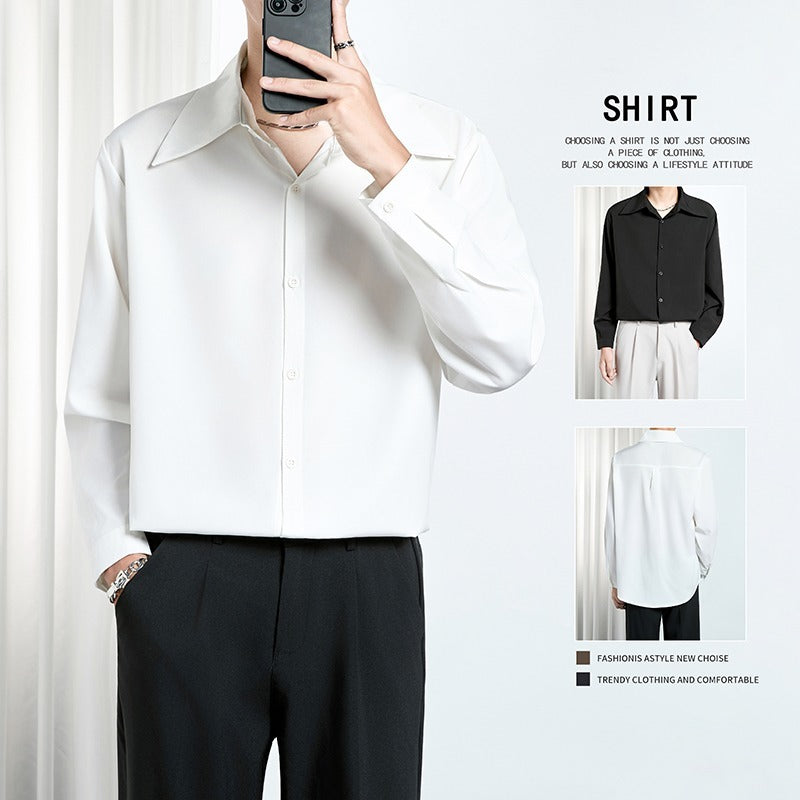 Korean Style High-end Draping Men's Trendy Simple Loose Non-ironing Shirt