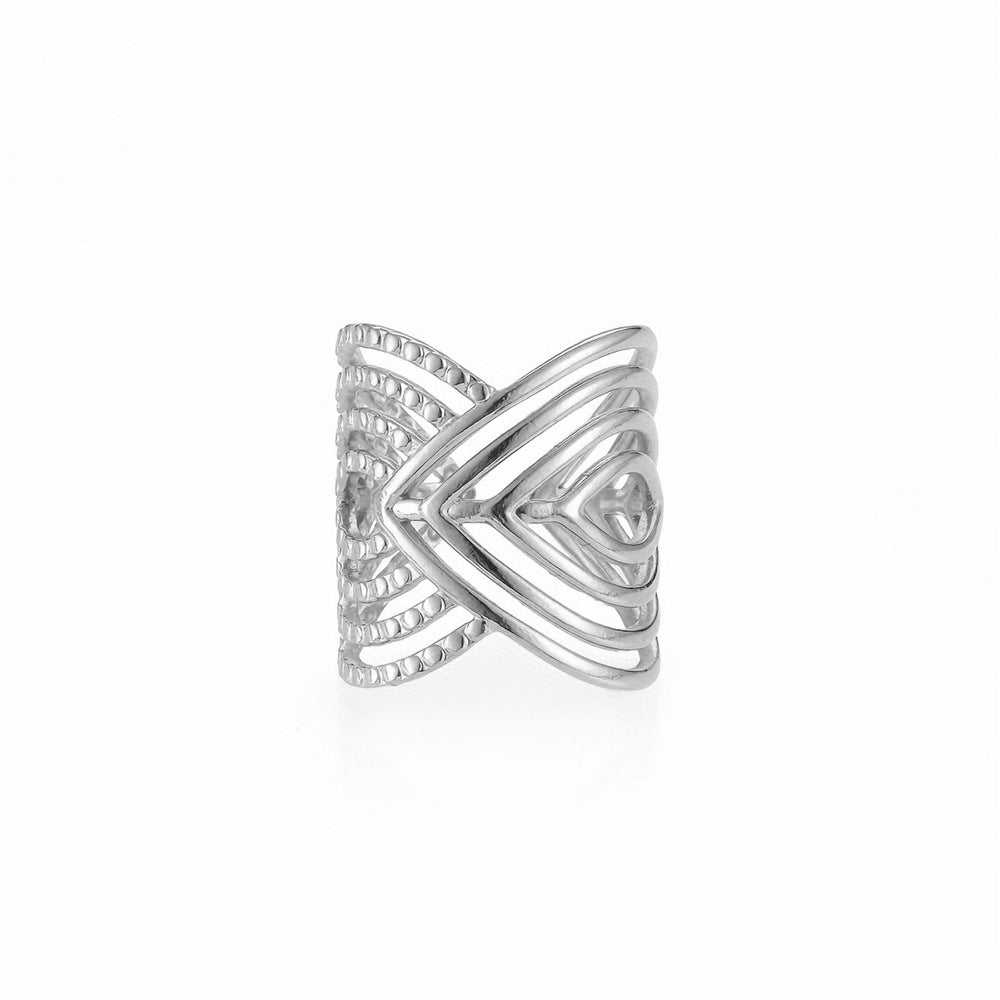Fashion European And American Style Geometric Ring Female Stainless Steel Ins Cold Wind