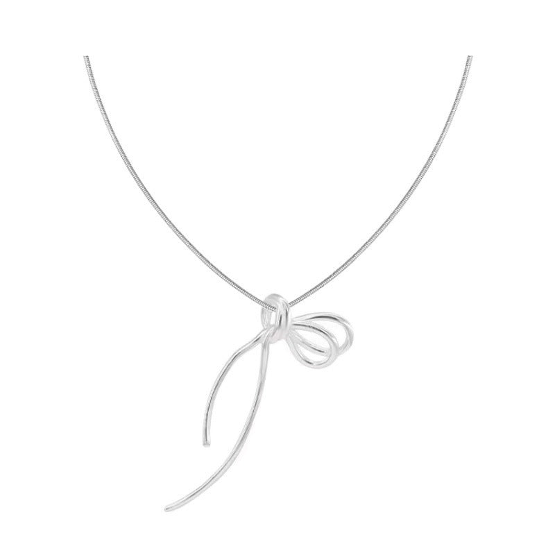Women's Minimalist Ribbon Bow Necklace
