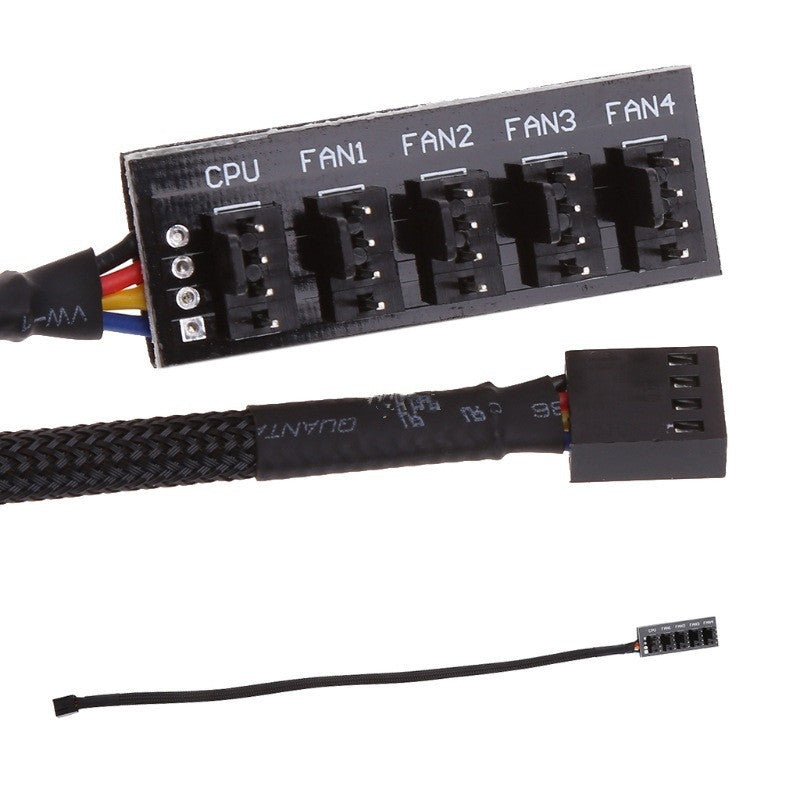 1 To 5 4 Pin TX4 PWM CPU Fan Case Splitter Braided Power Cab