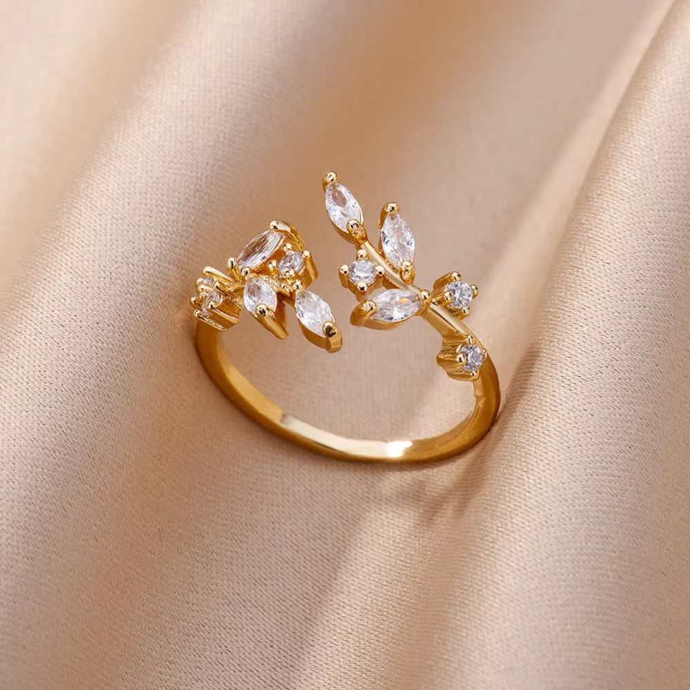 Open Ring Color Crystal Zircon Women