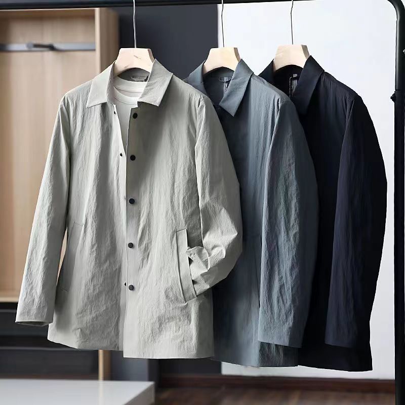 Light Luxury Casual Mid-length Trench Coat Men's Thin Sun-proof Coat Fashion Polo