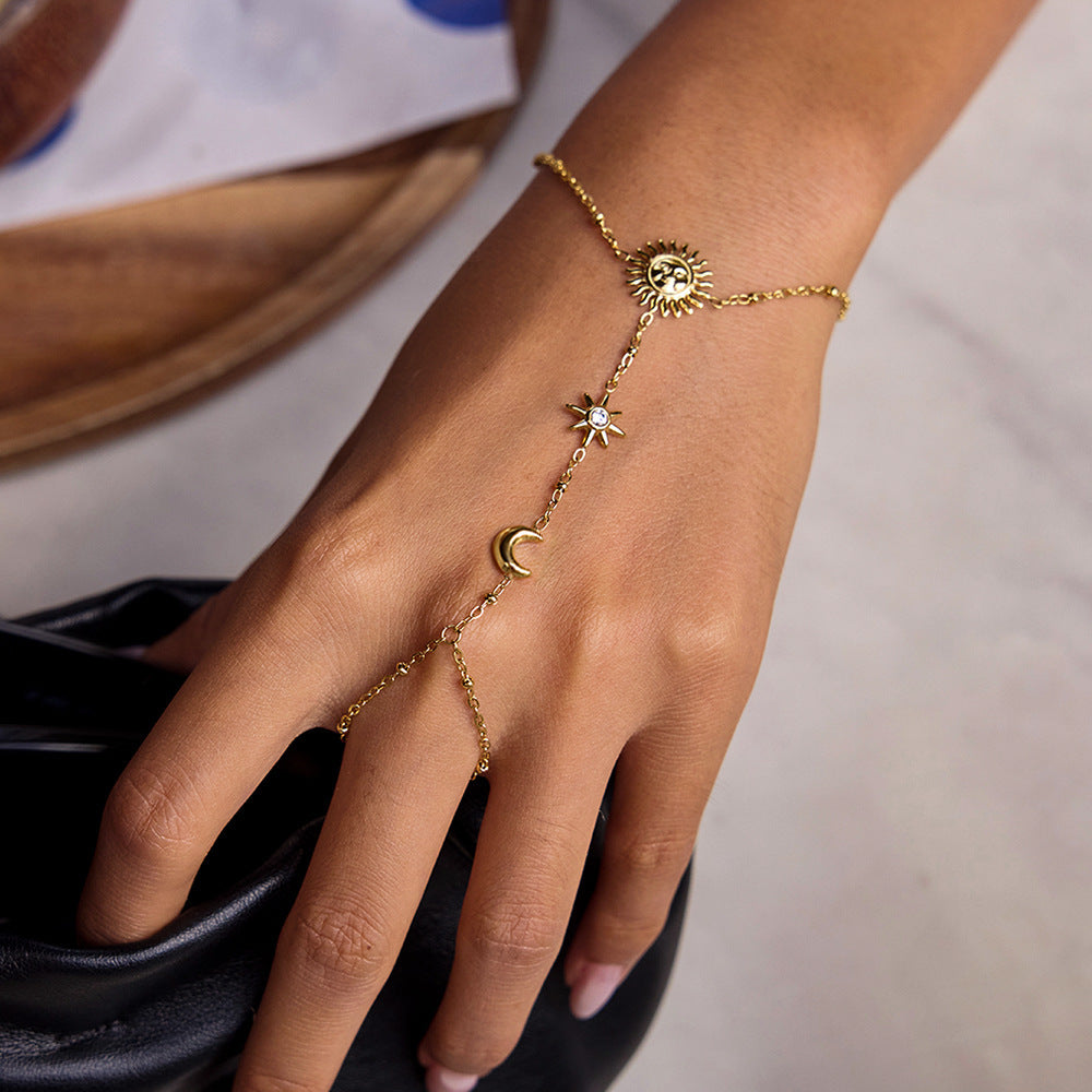 European And American Stainless Steel Sun Mitten-type Bracelet Light Luxury High-grade Jewelry