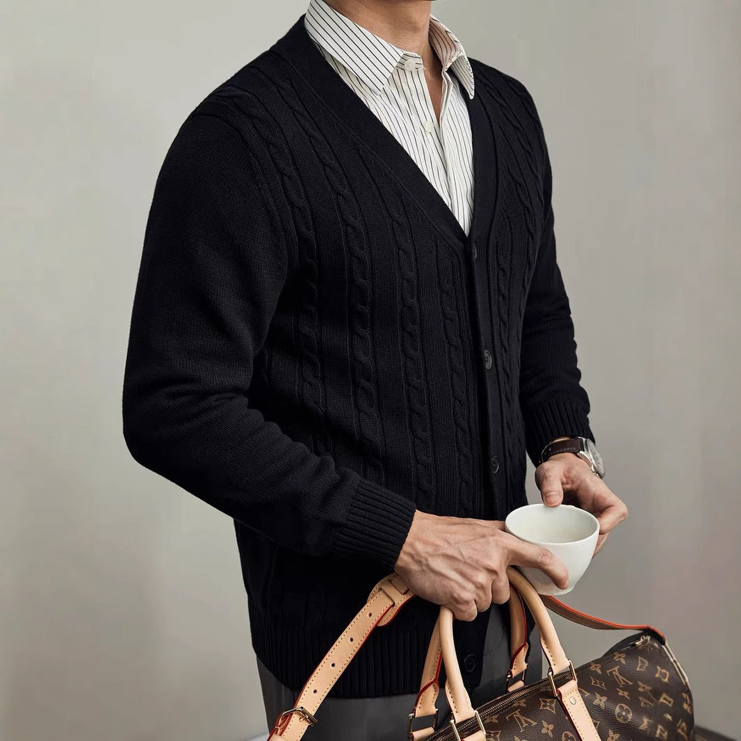 Youth Solid Color Autumn And Winter New Knitted Cardigan Long Sleeve Sweater
