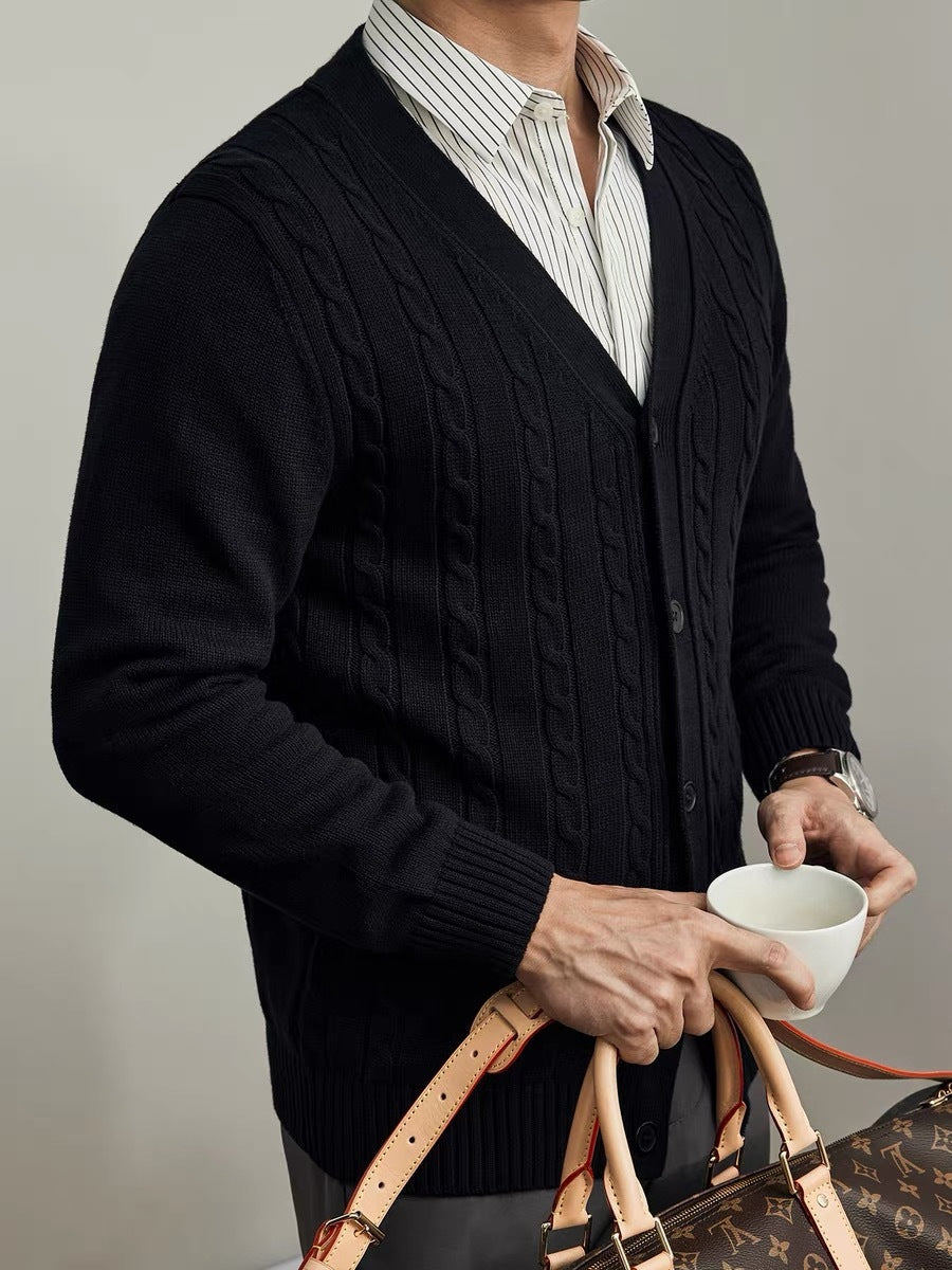 Youth Solid Color Autumn And Winter New Knitted Cardigan Long Sleeve Sweater