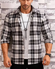 Teenage Men's Checked Long-sleeved Casual Shirt