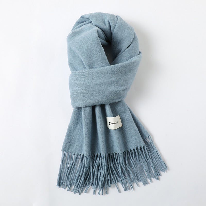 Simple Tassel Shawl Warm Artificial Cashmere Scarf