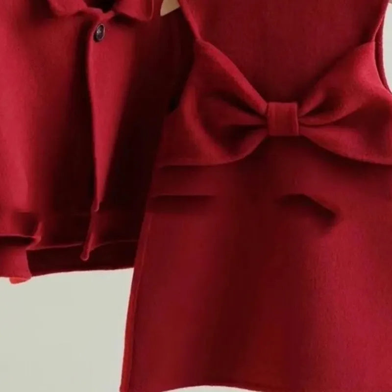 New Year Clothes Red Woolen Suit Children Baby