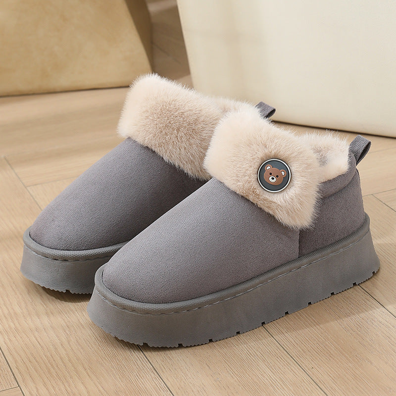 Ankle Wrap Cotton Slippers Thickened Couple Non-slip Warm Cotton Shoes