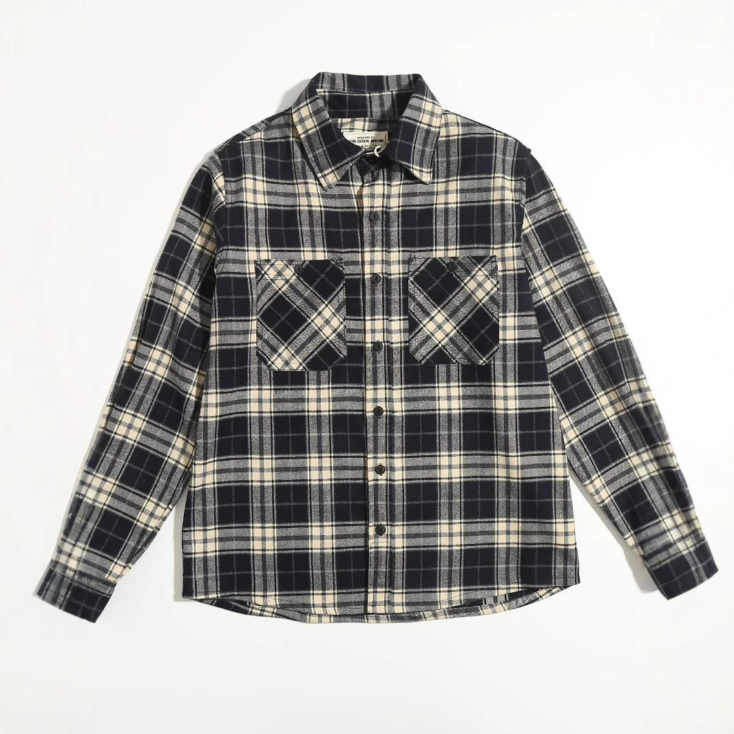 Thickened Double Pocket Overalls Long Sleeve Shirt Men